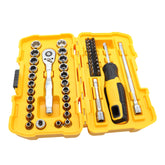DEWALT DWMT45422 1/4" Drive 50-Piece Mechanics Tool Set - SAE & Metric, Cr-V Steel, Compact Case - Socket, Bit & Accessory Kit for Auto, Bike & Home Repair